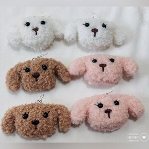 - Plush  White puppy earrings